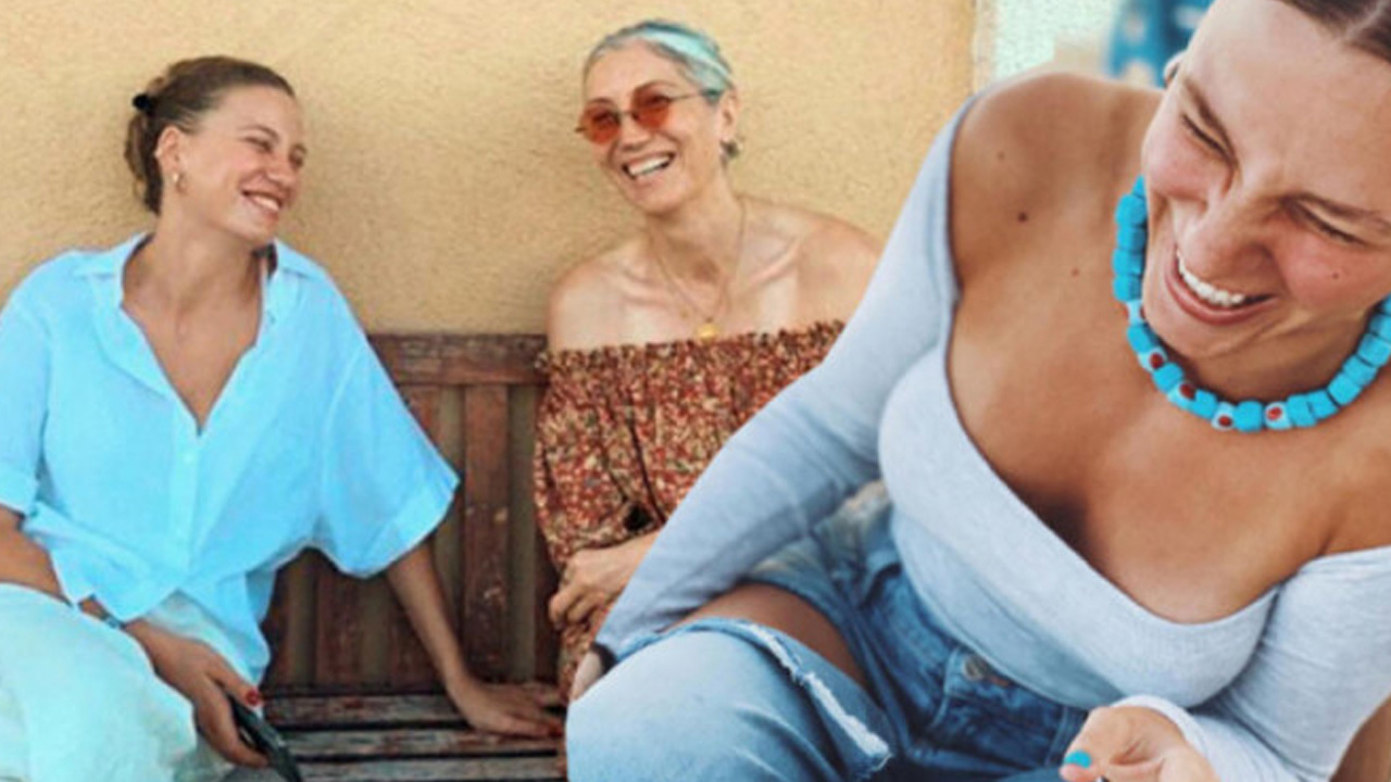 Annesiyle tatile çıkan Serenay Sarıkaya'nın yüzü güldü
