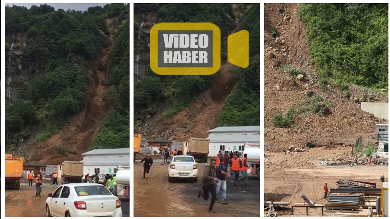 Rize'de heyelan böyle görüntülendi!