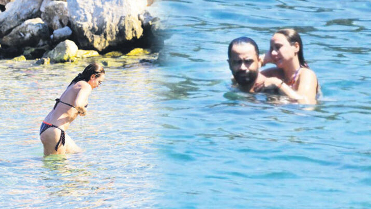 Burçin Terzioğlu halk plajında görüntülendi