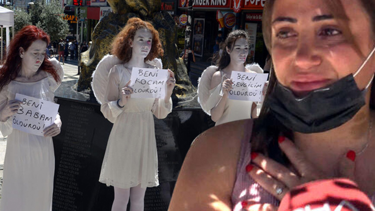 Kadın cinayetleri protestosunu izleyen kadının gözyaşları