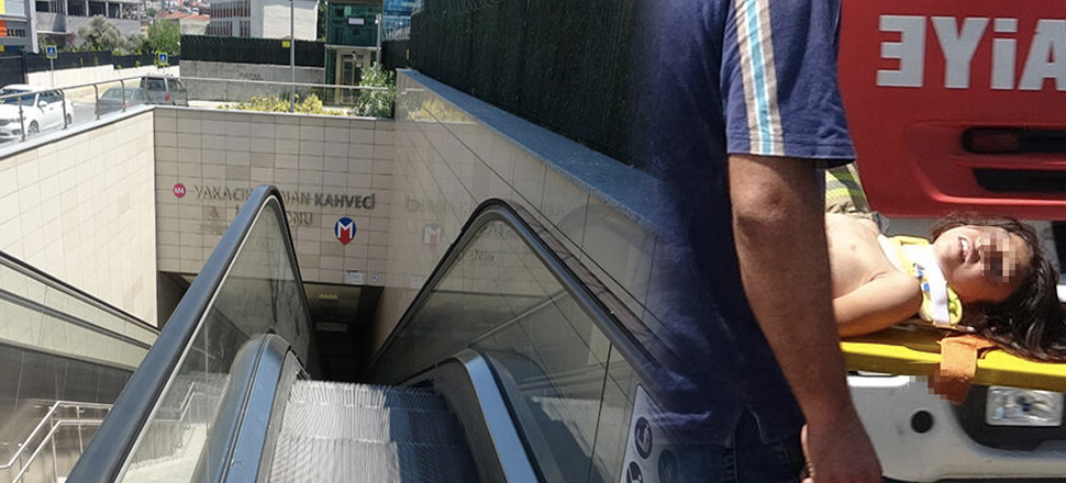 İstanbul'da metro istasyonunda yürüyen merdivene binen 7 yaşındaki Berfin dehşeti yaşadı!