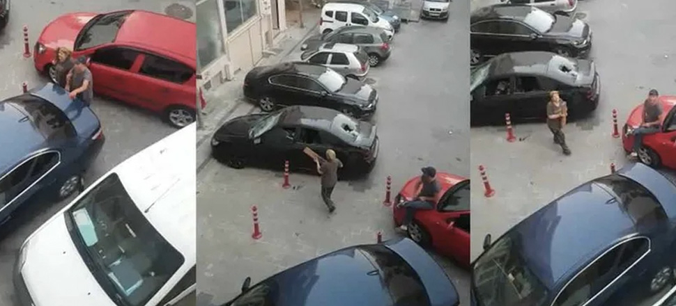 Kavgalı oldukları ailenin otomobilini böyle parçaladılar