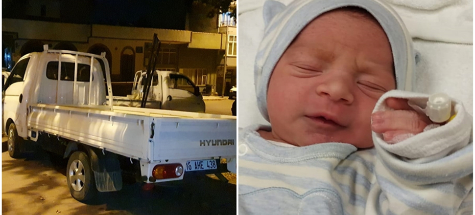 3 günlük bebeği kamyonet kasasına bıraktılar