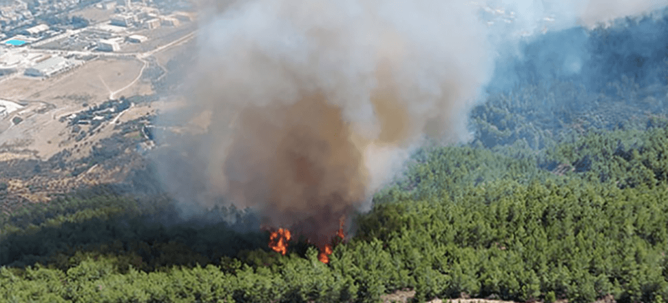 Hatay Amanoslar Dağı eteklerinde orman yangını