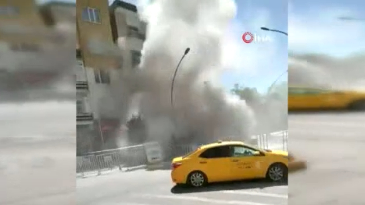 Ağır hasarlı bina yerle bir oldu