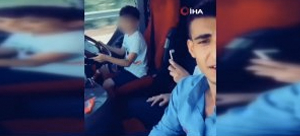 Küçük çocuğun yolcu otobüsünü kullanması pes dedirtti