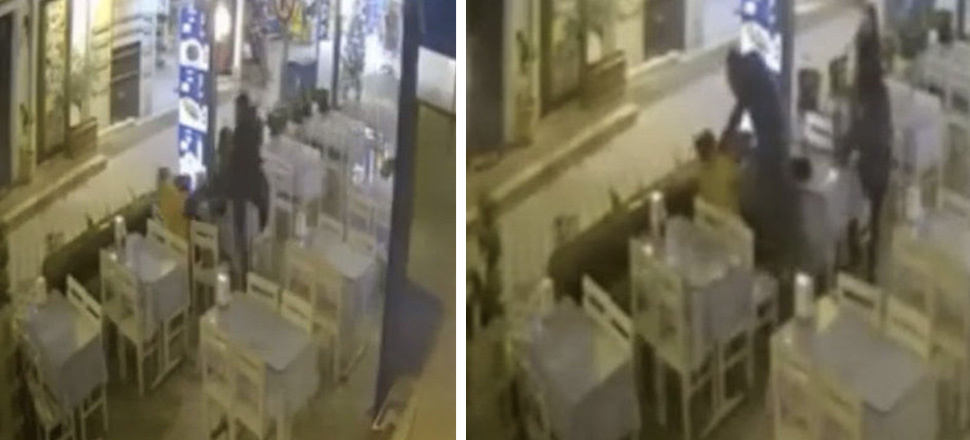 Restoranda kadına uçan tekme!