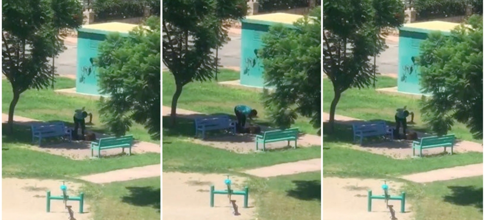 Parkın ortasında yere yatırıp darbetti