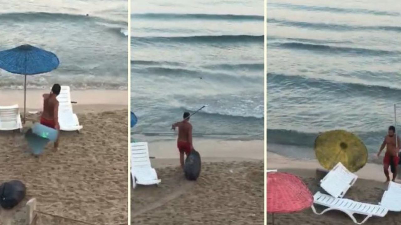 Dünyaca ünlü plajdaki tüm malzemeleri kıran şüpheli yakalandı!