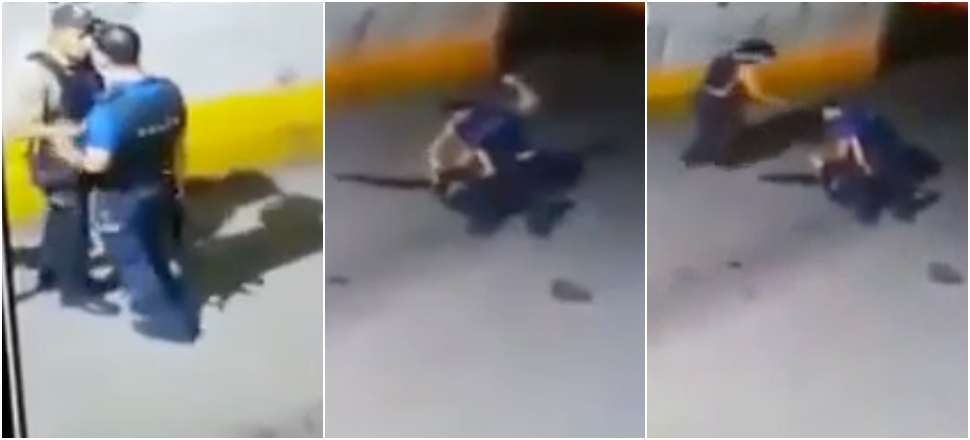 Polis, bekçiyi yere yatırıp yumrukladı