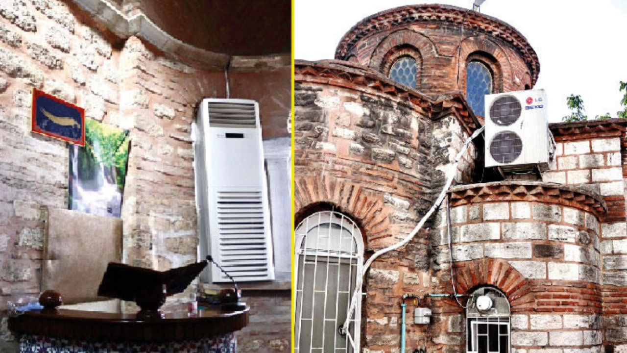 1300 yıllık tarihi yapıda klima işgali!