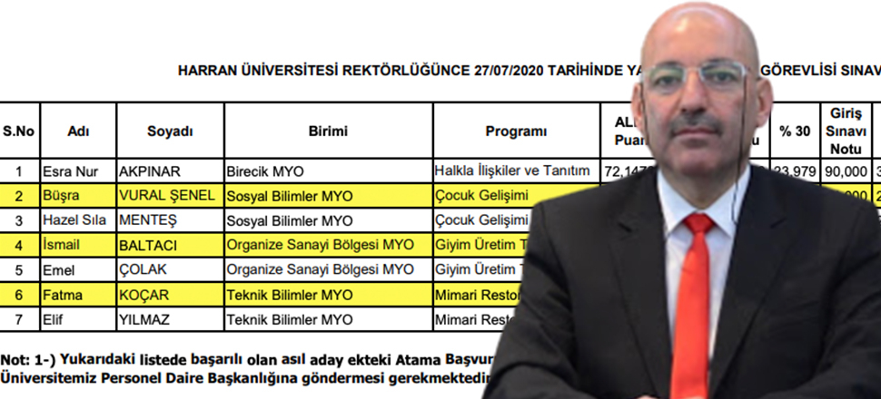 Haran Üniversitesi Dekanı Akpınar'dan kızı için adrese teslim ilan!