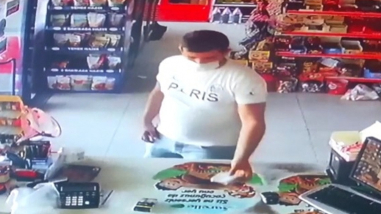 Marketten tırnakçılık yöntemiyle 50 lira çalınma anı