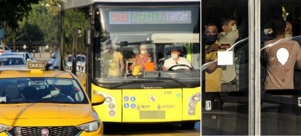 İstanbul'da toplu ulaşımda sosyal mesafesiz ayakta yolculuk