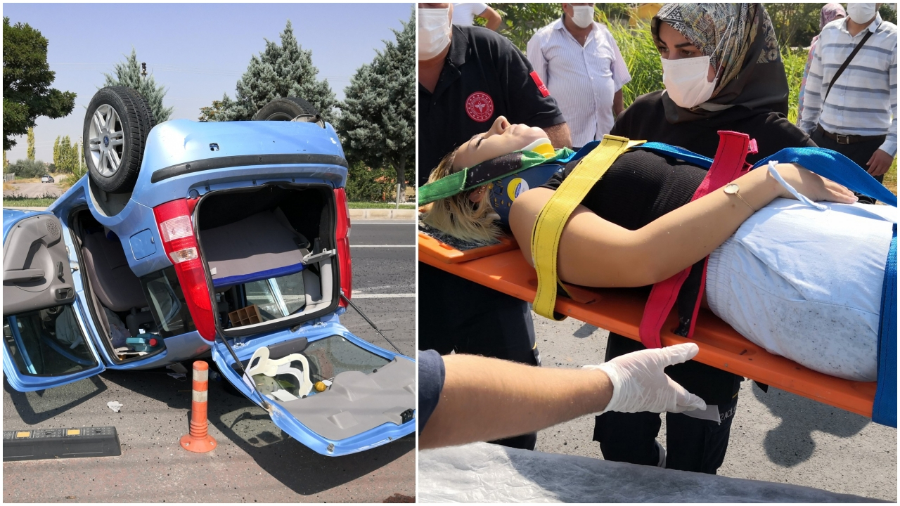 Kaplumbağayı kurtarmak isterken takla attılar