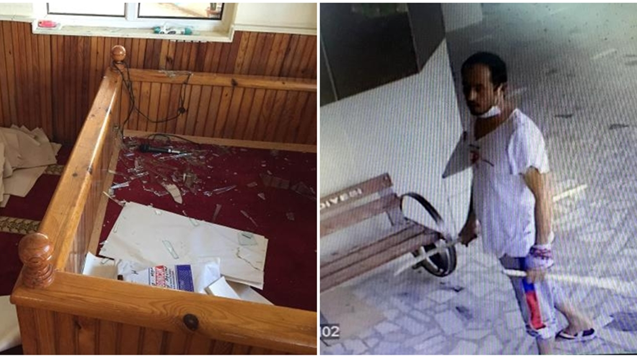 Verilen parayı az bulunca camiye zarar verdi