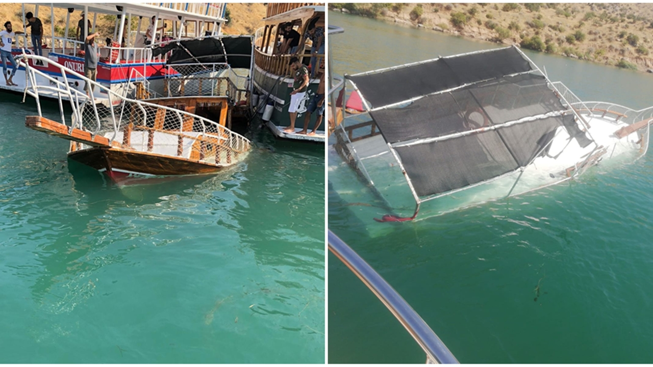 Halfeti'de tur teknesi battı