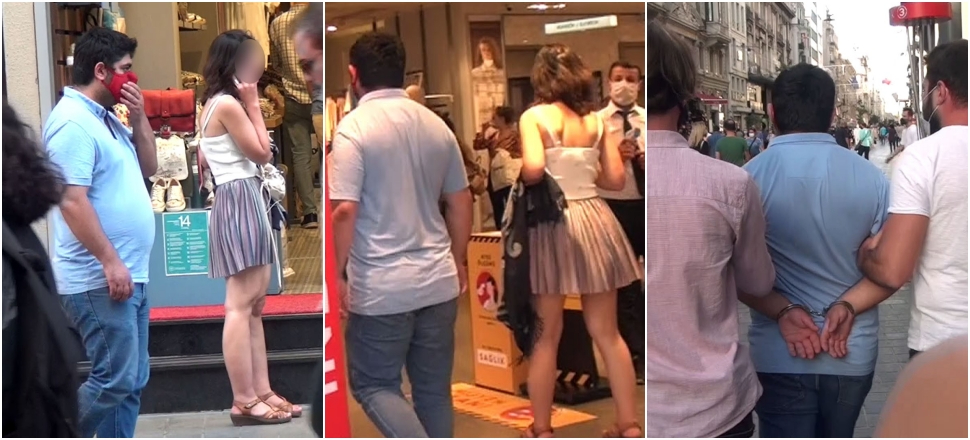 Taksim'de genç kadına adım adım takip