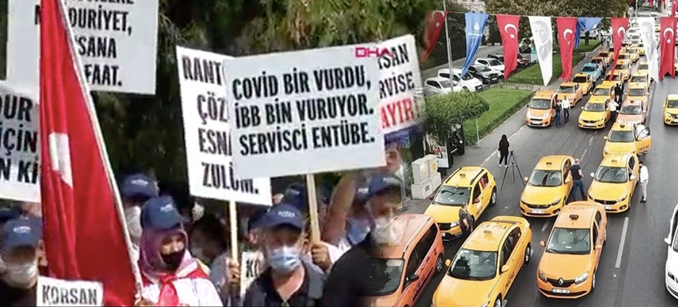 Taksici ve servisçilerden İBB önünde eylem