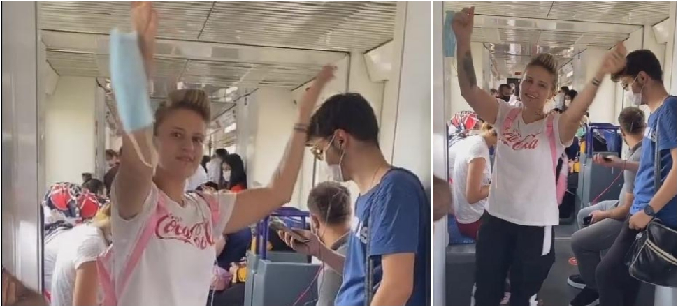 TikTok'çu Büşra maskesini mendil yapıp çiftetelli oynadı