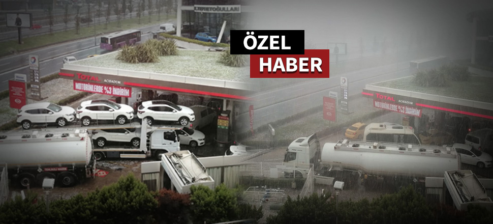 Doludan kaçan sürücüler benzin istasyonuna sığındı!