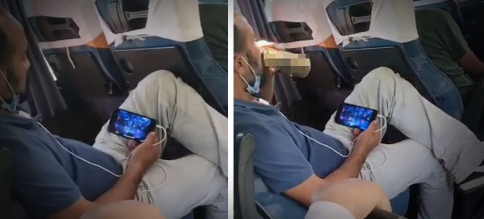 Yolcu minibüsünde 'pes' dedirten görüntüler: Maskesini çıkarıp alkol kullandı!