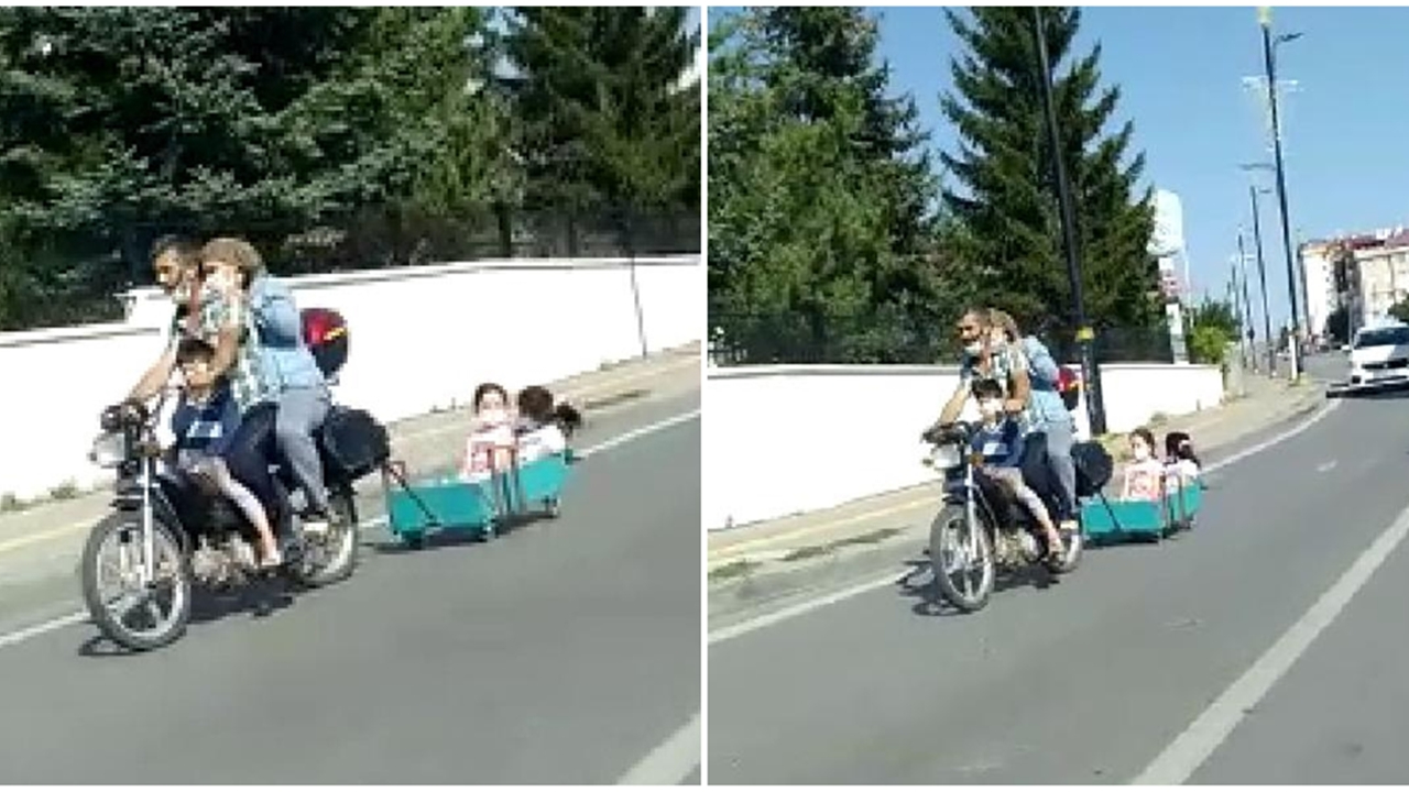Motosiklet üzerinde tehlikeli yolculuk