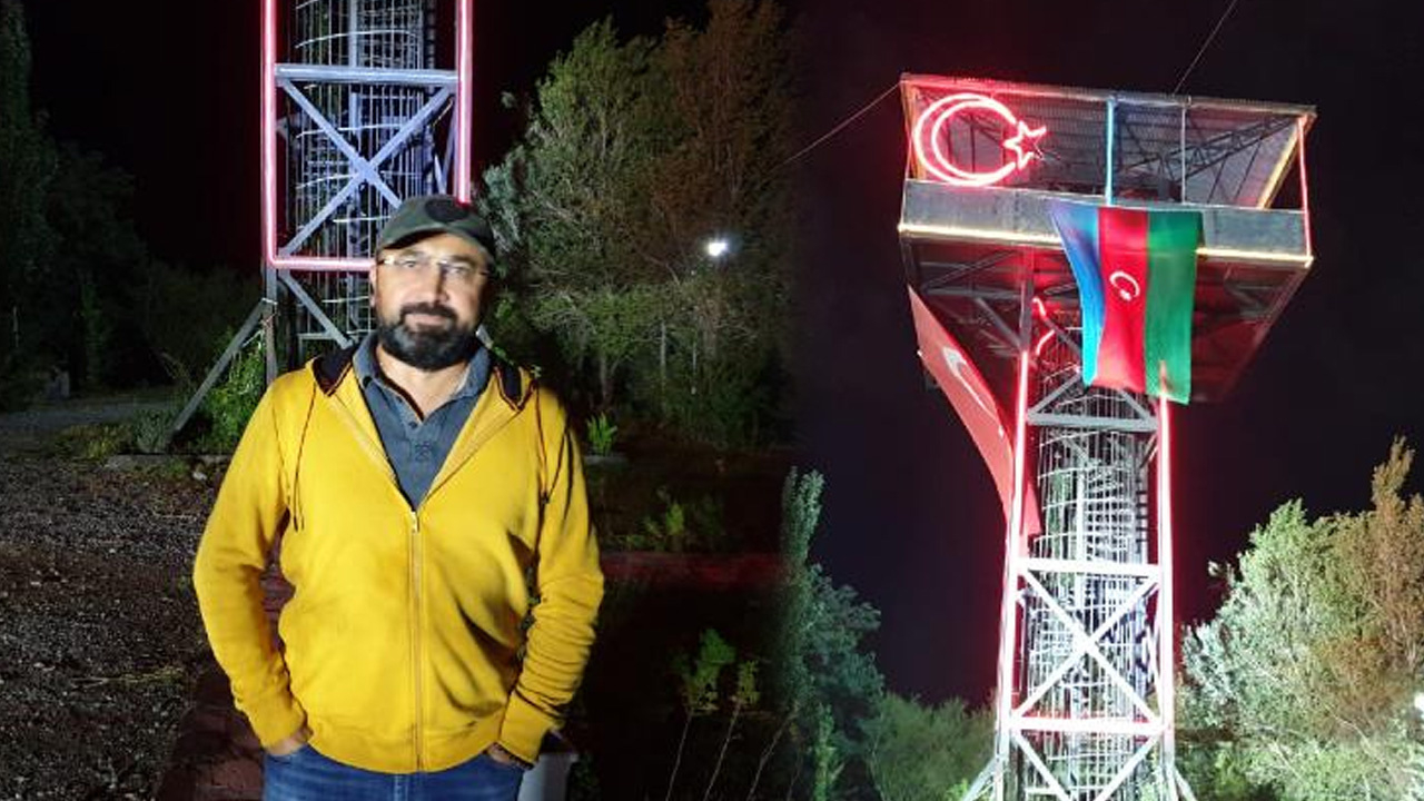Azerbaycan’a saldıran Ermenistan’ı sınıra bayrak asarak protesto etti!