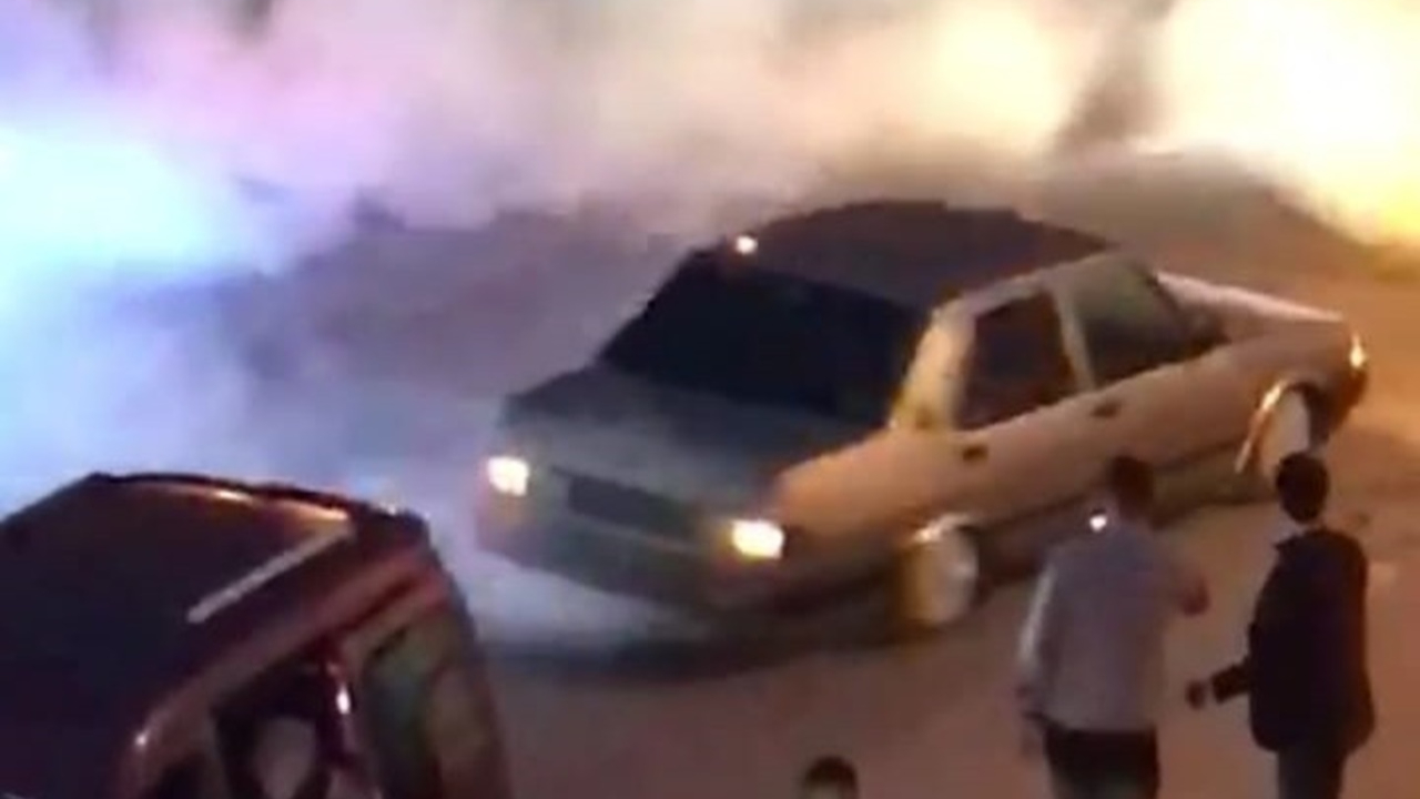 Düğün konvoyunda tepki çeken drift görüntüleri