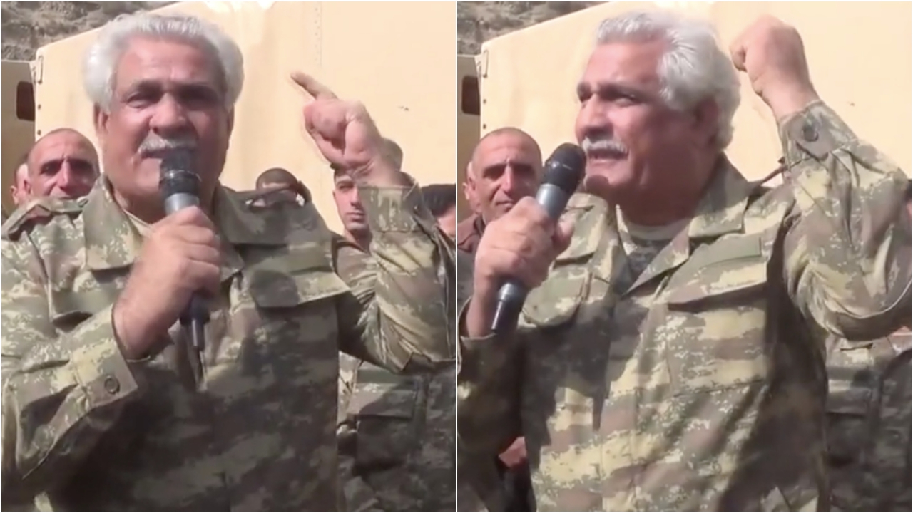 Komutan, Karabağ'a giden birliğe Ozan Arif'in dizeleriyle seslendi