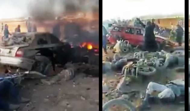 El Bab'da kanlı saldırı! Bombalı aracı köyde patlattılar...