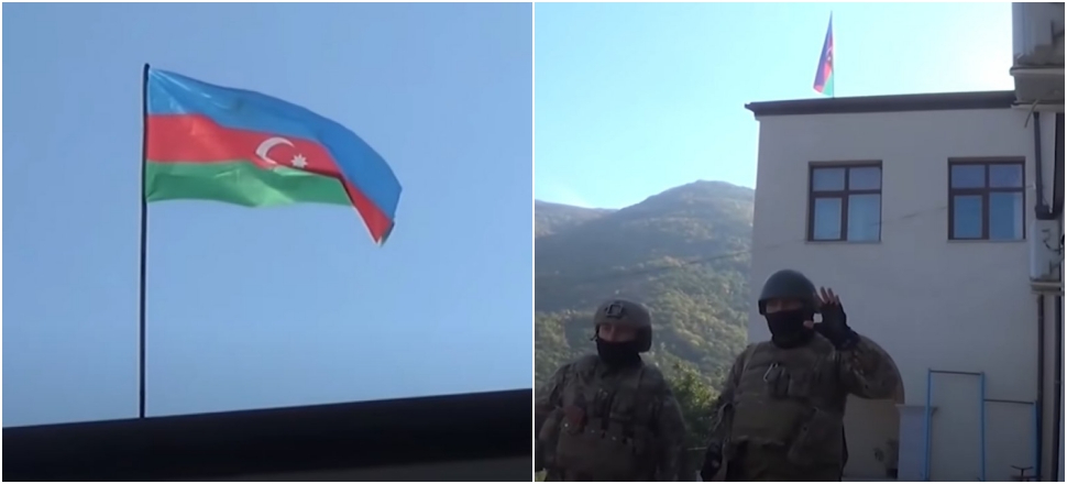 Azerbaycan bayrağı Hadrut'ta dalgalanıyor