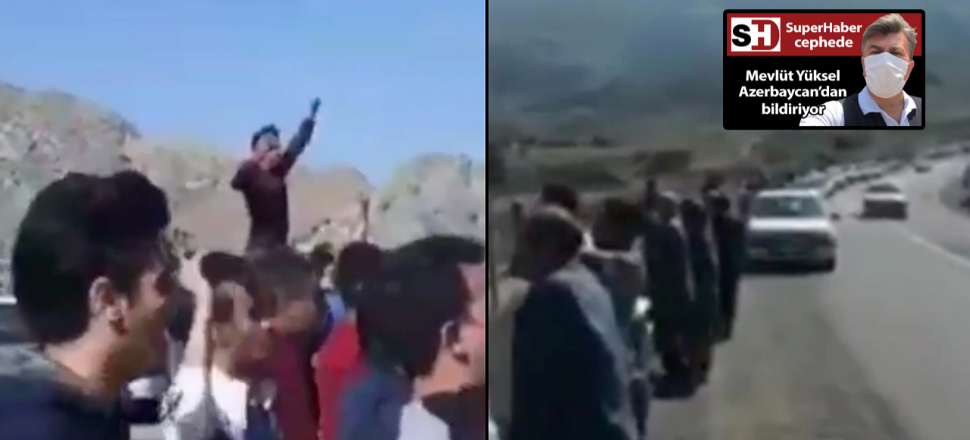 İran sınırından Azerbaycan ordusuna sloganlı destek
