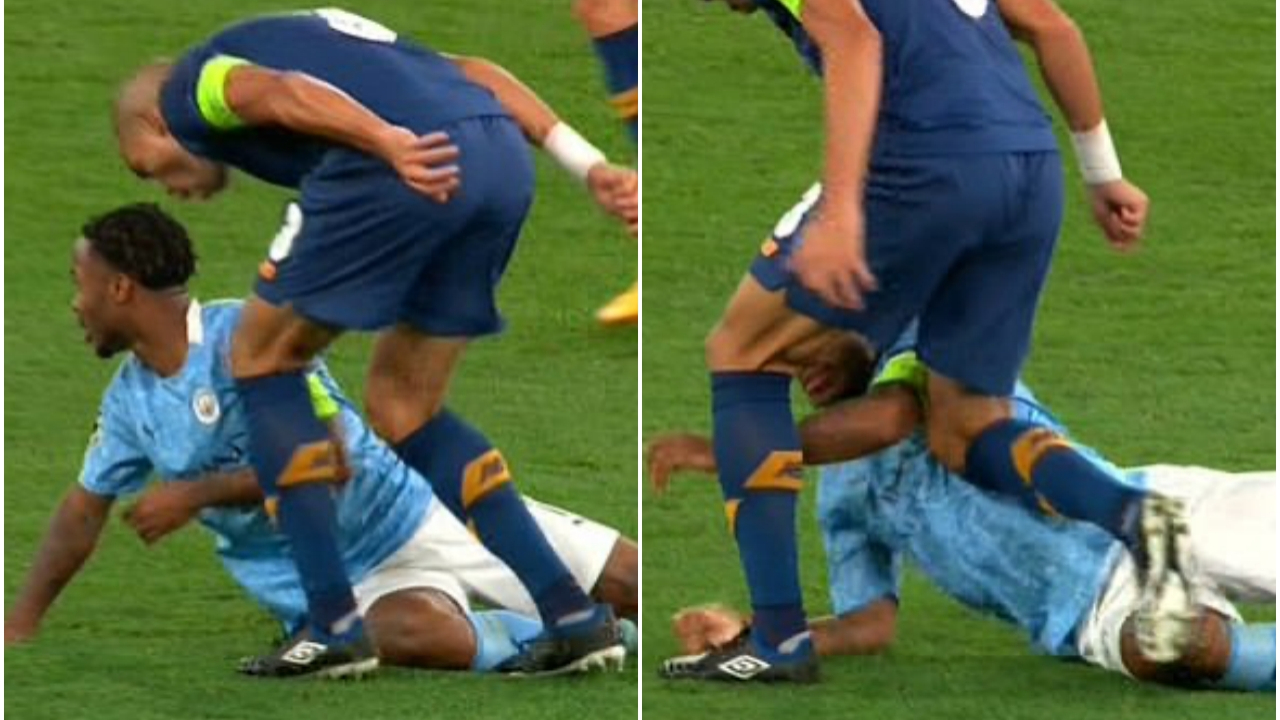 Pepe'den penaltı isteyen Sterling'e tekme