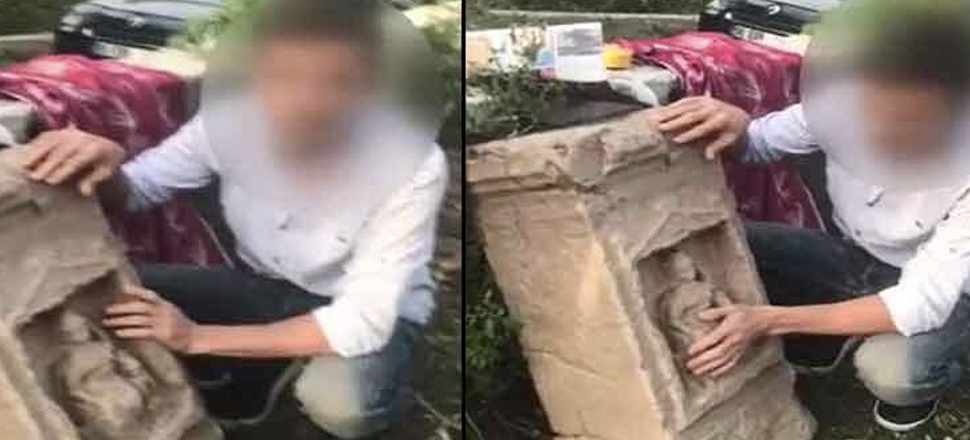 Çaldığı tarihi eseri çektiği video ile tanıttı!