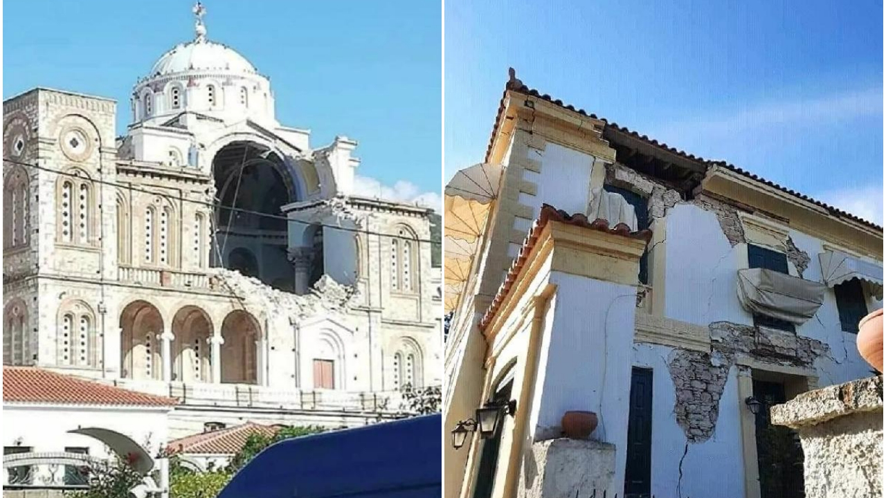 Depremin merkez üssü Yunan adası Sisam'dan ilk görüntüler