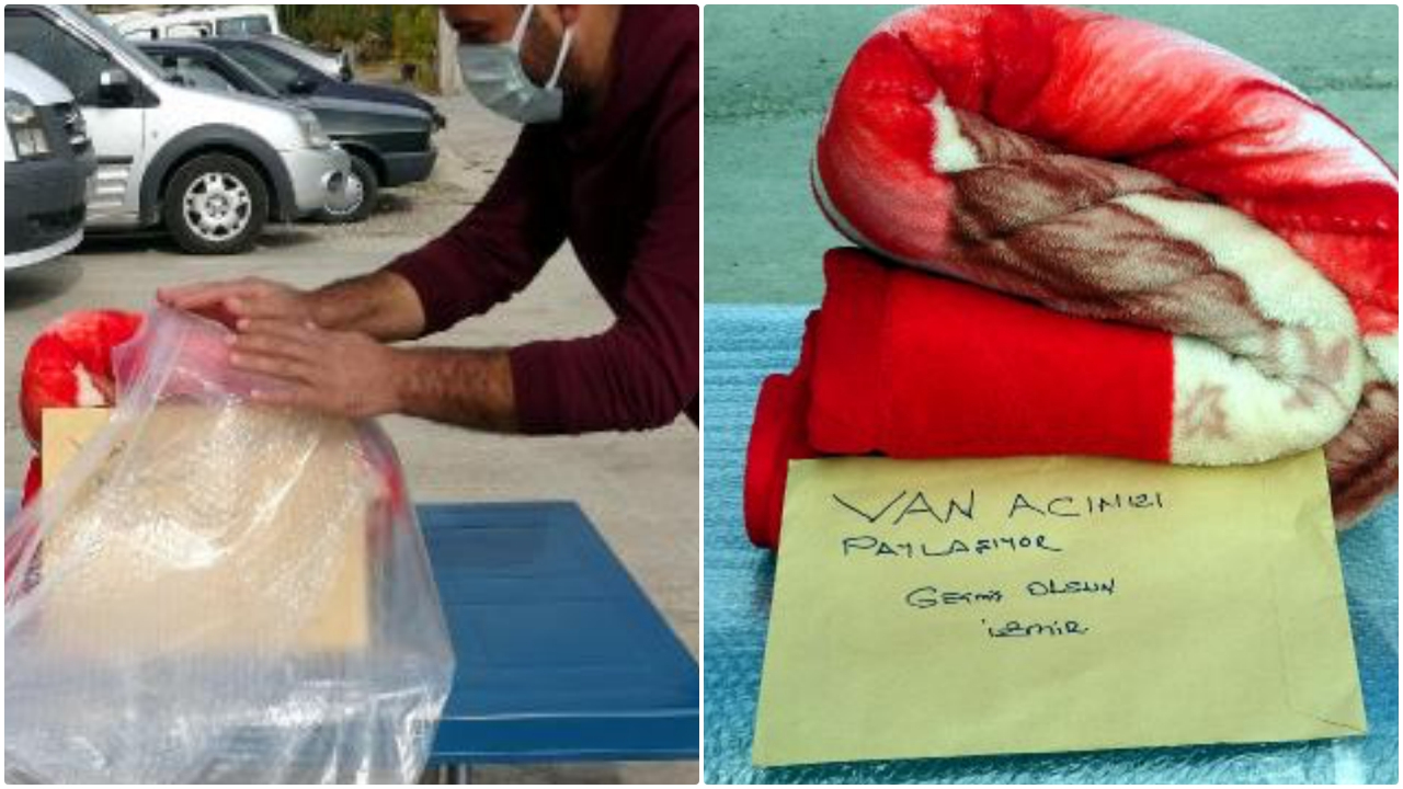 Vanlı depremzede battaniyesini İzmir'e gönderdi