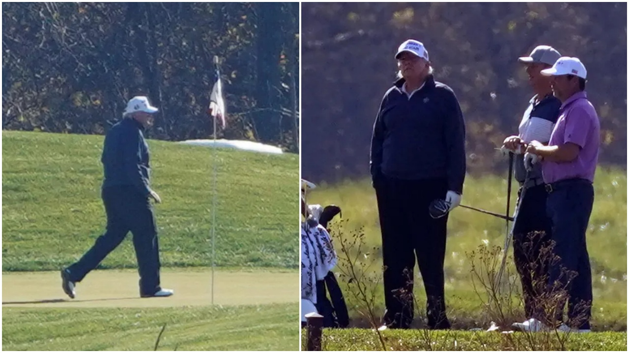 Seçim şapkasını takıp golf oynamaya gitti