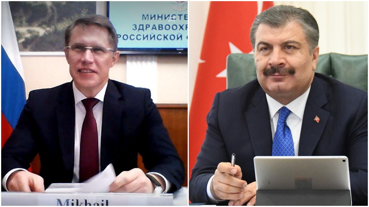 Koca, Rus mevkidaşı ile korona aşısını görüştü