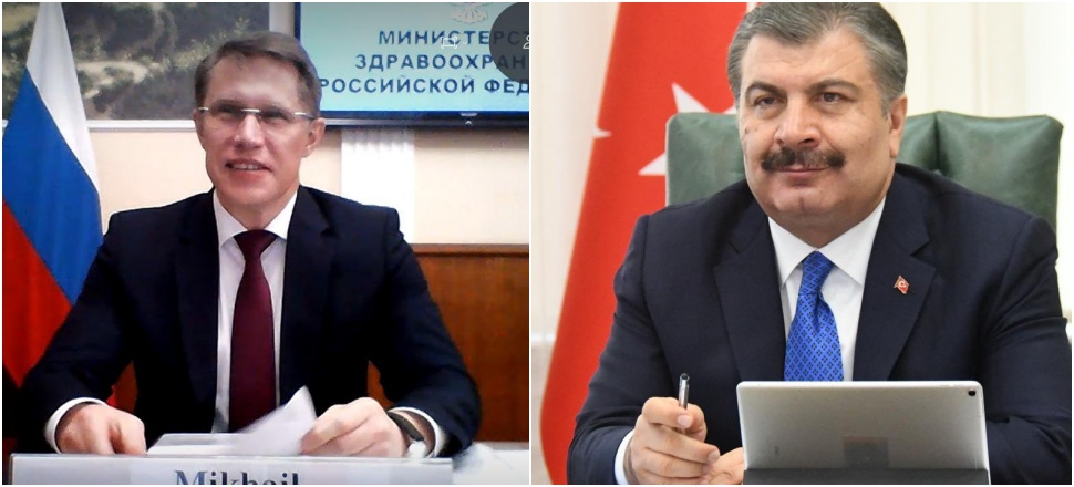 Koca, Rus mevkidaşı ile korona aşısını görüştü