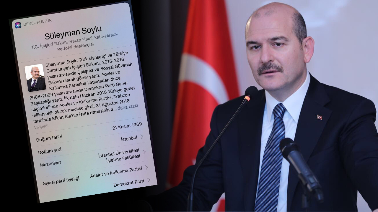 Siri'de Bakan Soylu hakkında skandal ifadeler