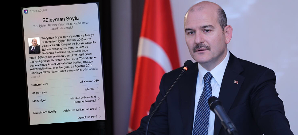 Siri'de Bakan Soylu hakkında skandal ifadeler