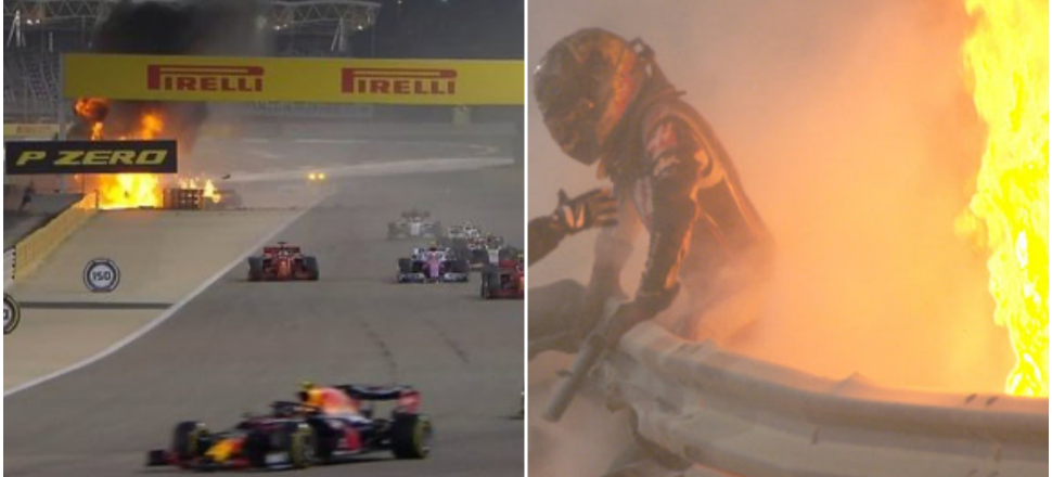 Romain Grosjean, korkunç kazadan sağ kurtuldu!