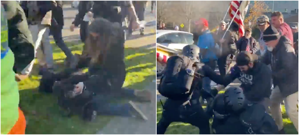 Trumpçılar Antifa militanları ile kapıştı