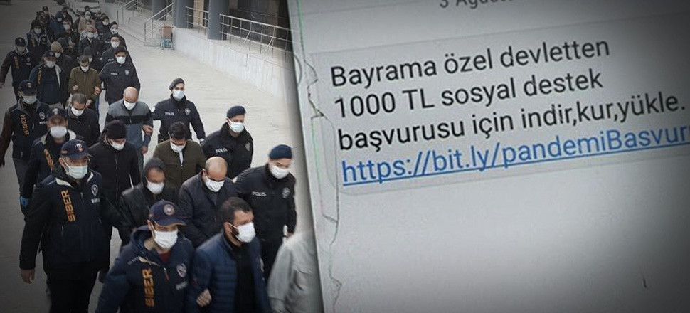 'Devletten 1000 TL destek' mesajıyla dolandıran 21 kişi yakalandı!