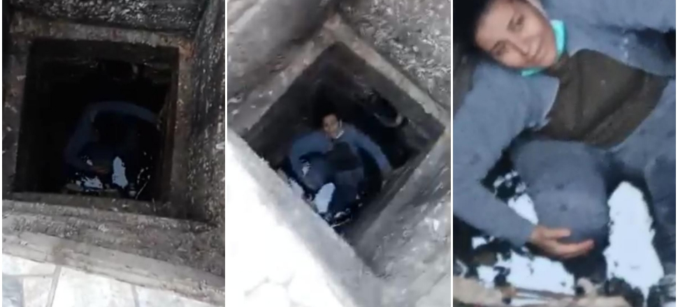 Hamile kadın kanalizasyona düştü!