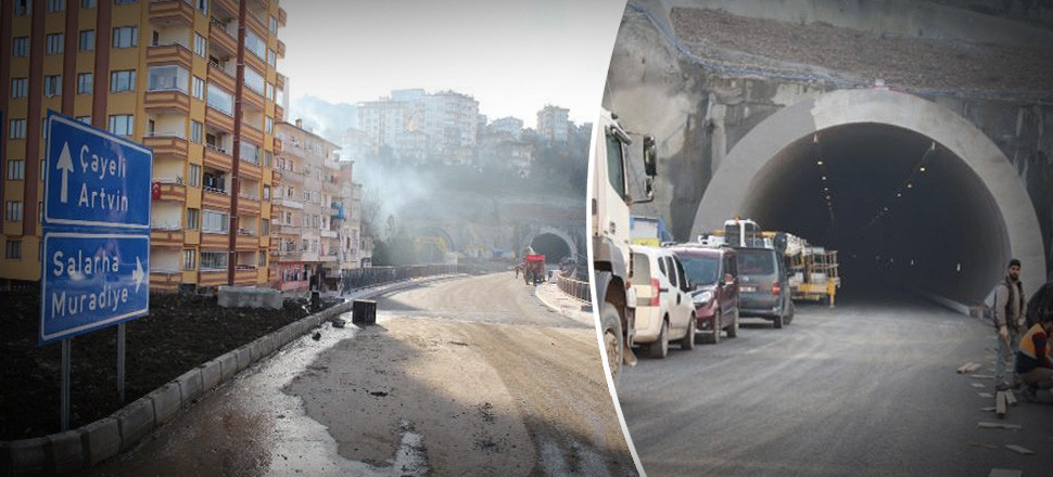 Rize'deki Salarha Tüneli'nin bir tüpü tamamlandı!