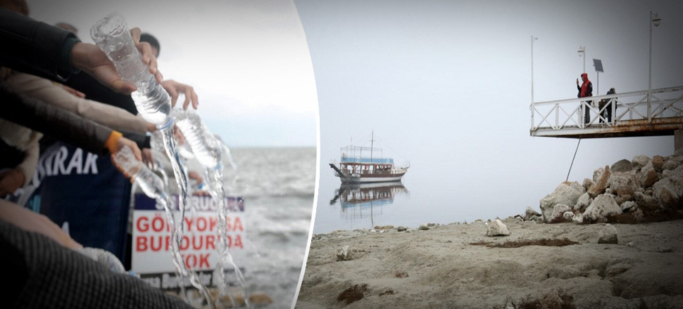Burdur Gölü'nün suyu çekildi, iskele ortada kaldı!