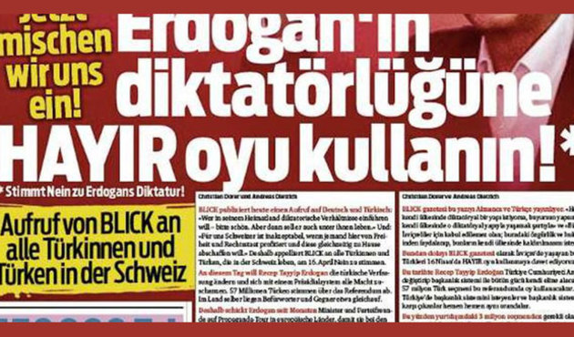 Bir skandal daha: İsviçre gazetesi 'Hayır oyu kullanın' diye Türkçe başlık attı