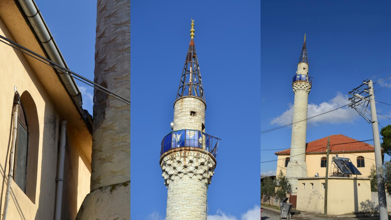 Minaresine yıldırım isabet eden cami güvenlik amaçlı ibadete kapatıldı